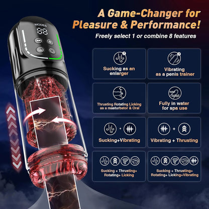 Vacuum Penis ED support Pump Stroker｜LCD Thrusting Rotating Vibrating Cup