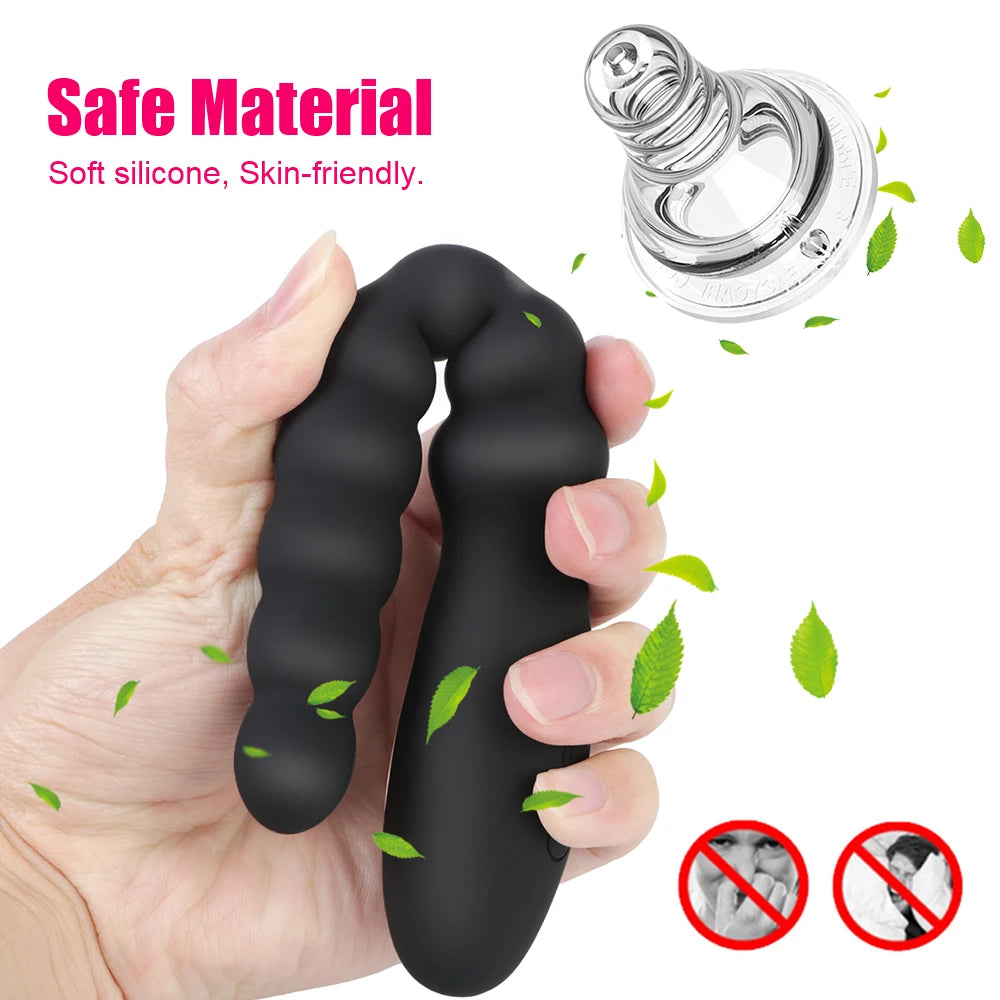 10-Speed Dual Motor Silicone Anal Plug Butt Plug Unisex Vibrator for Couples Men Women