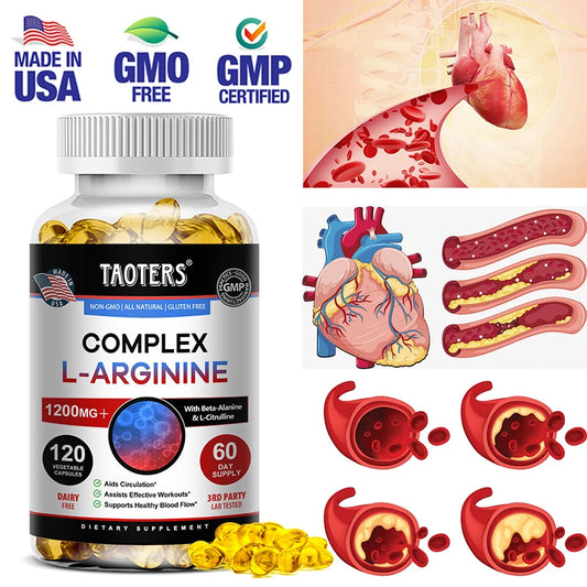 L-Arginine Complex 1200mg｜Supports Blood Flow, Circulation & Muscle Pump Supplement