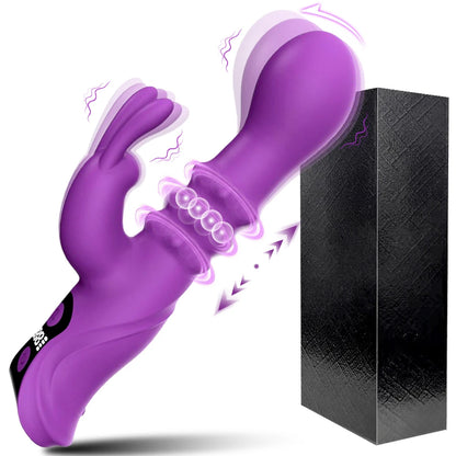 4-in-1 Rabbit Vibrator | Rotating & Squeeze Dildo | Clitoral & G-Spot Stimulator