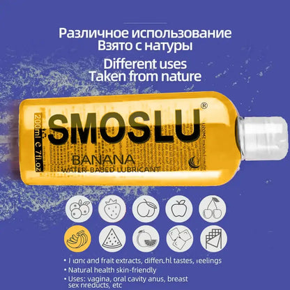 SMOSLU Water-Based Lubricant 200 ml｜Fruit Flavour Lube Banana Chocolate Sugar ｜Body & Anal Use