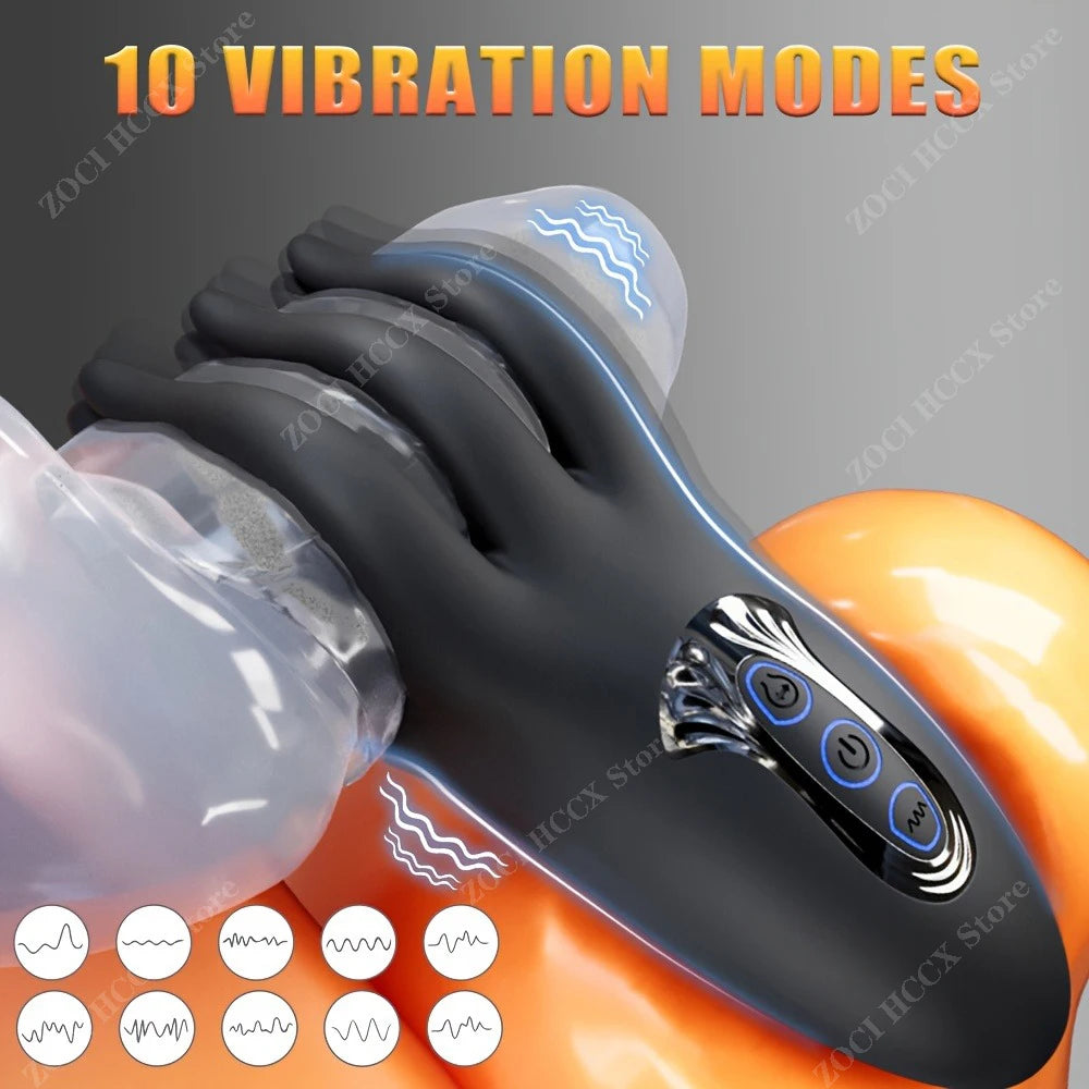 Glans Trainer Vibrator for Men – Finger Grip Delay Trainer & Glans Massage Stimulator