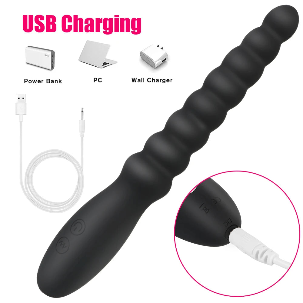 10-Speed Dual Motor Silicone Anal Plug Butt Plug Unisex Vibrator for Couples Men Women