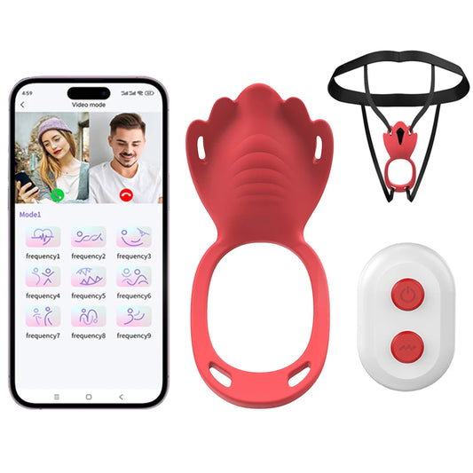 App and Remote Control Wearable Panties Penis Ring Vibrator for Couple Sex Toys