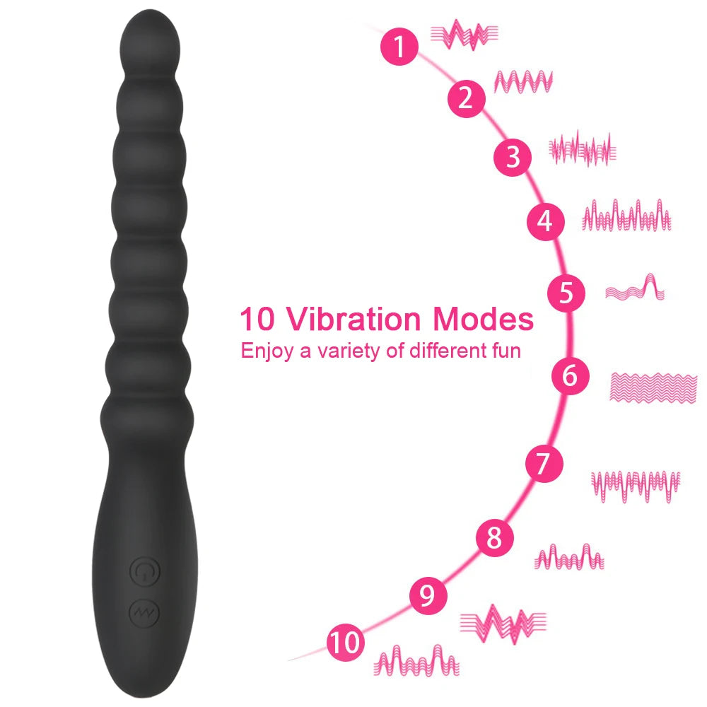 10-Speed Dual Motor Silicone Anal Plug Butt Plug Unisex Vibrator for Couples Men Women