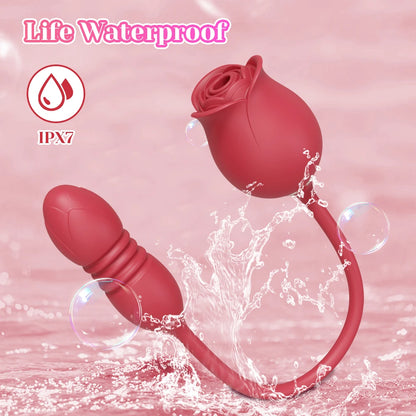 3-in-1 Rose Vibrator – Clit Suction, Licking Tongue & G Spot Dildo Toy for Women
