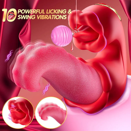3in1 Big Tongue Vibrator Dildo Clit Stimulator Licking Swing Vibrating Couples Game
