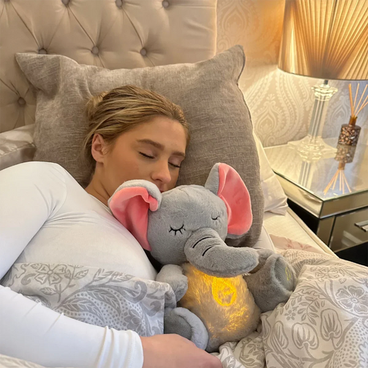 Breathing Elephant Plush Toy Baby Sleep Soother Music Light Sensory Gift