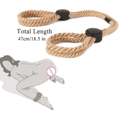 BDSM Bondage Cuffs Set Wrist Ankle Ties Rope Restraints for Roleplay Fun