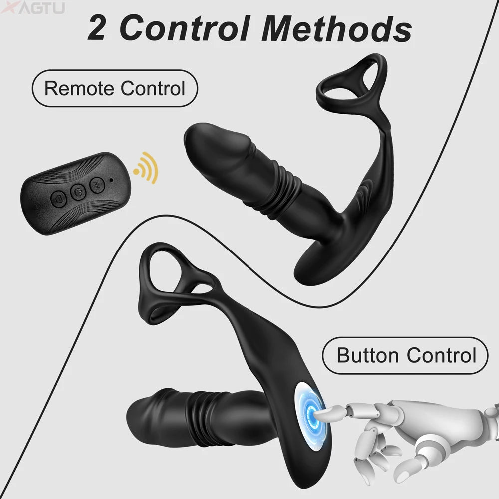 Male Thrusting Prostate Massager Bluetooth APP Anal Plug Telescopic Vibrating