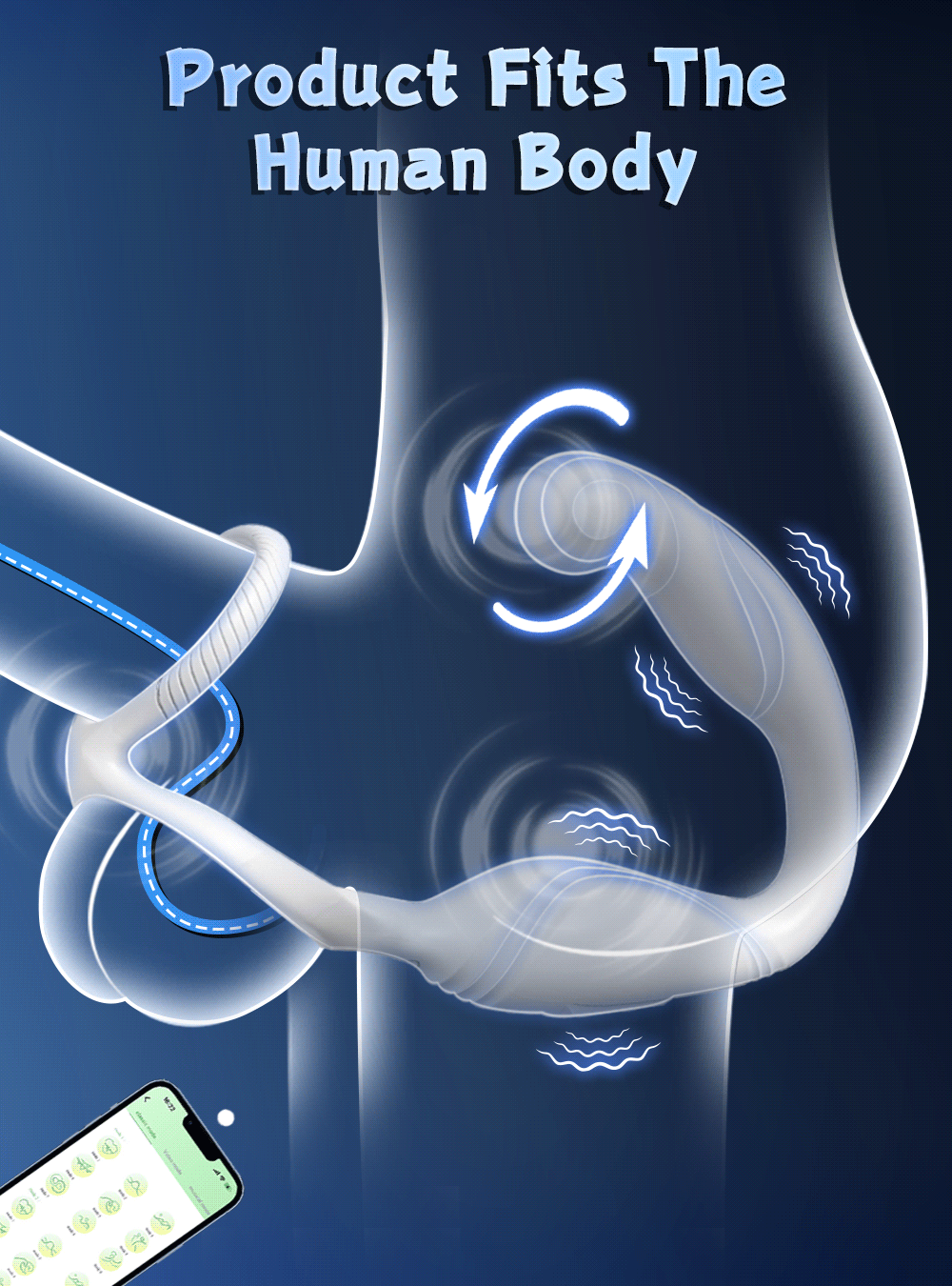 Male Prostate Massager Perineum Stimulator Rotating Butt plug Ring
