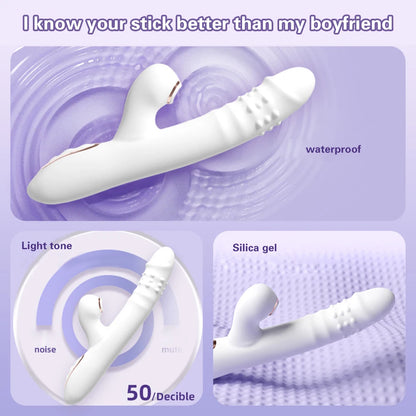 Thrusting Vibrator Dildo Rotating Telescopic Vagina G Spot Massage Sucking