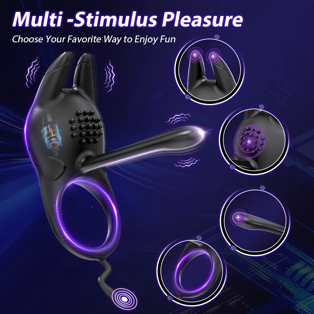 Vibrating Penis Ring for Men Delay Ejaculation Cock Ring Sex Toys for Couples
