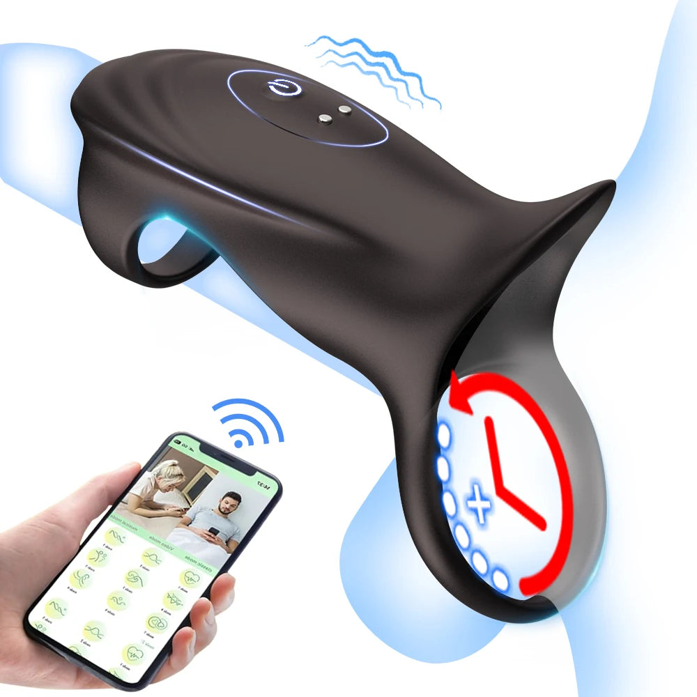 App Control Penis Sleeve Vibrator Ejaculation Delay CockRing Stimulation Couples