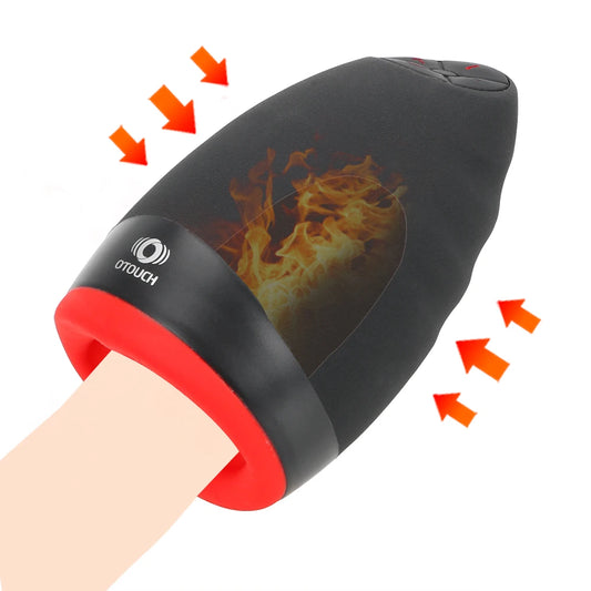 Sexy Mouth Penis Pump Heated Vibrator Enlargement Male Masturbator Sex Toy