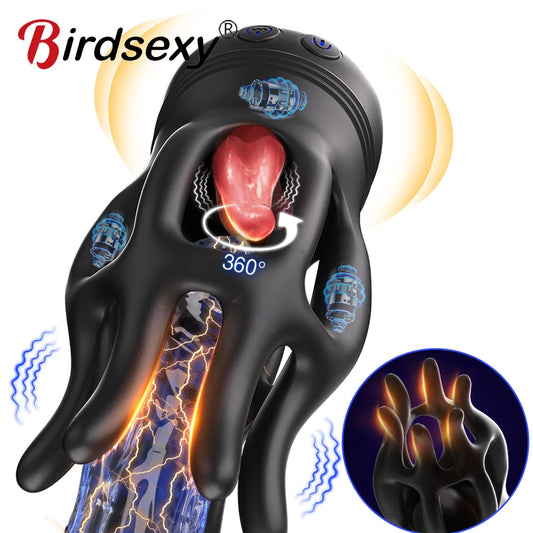 360° Rotating Glans Trainer Vibrator for Men｜10 Modes Tongue & Vibration Massager