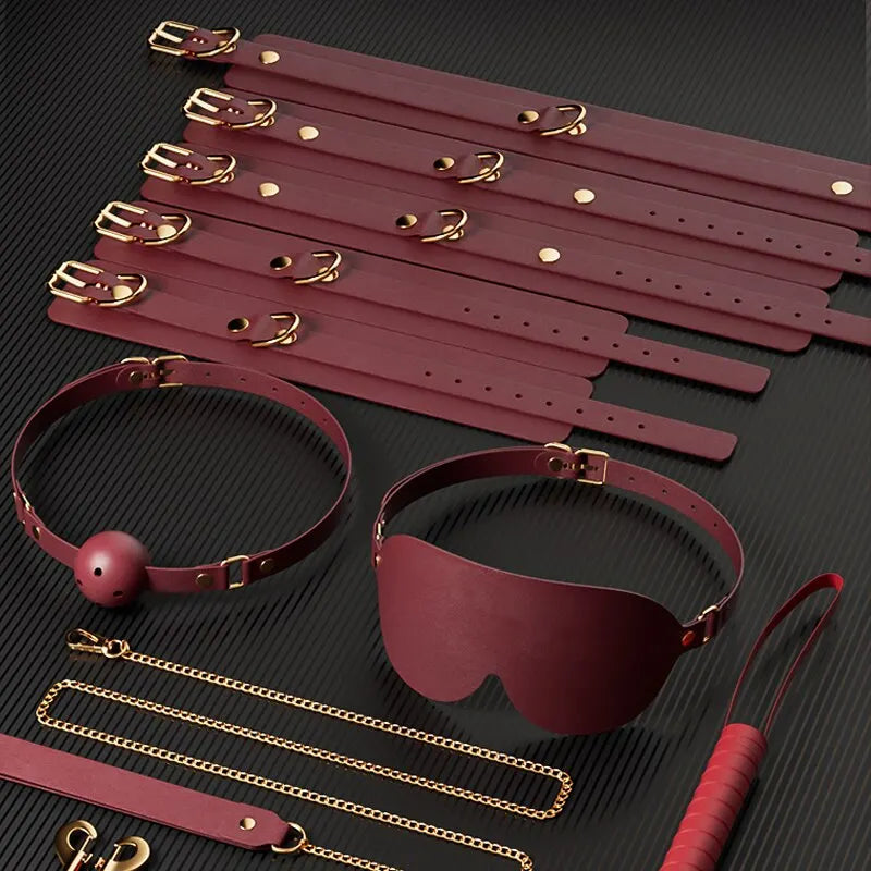 SM Sex Products Kits Bondage Gear Collar Erotic Bundle Blindfold Whip Sex BDSM