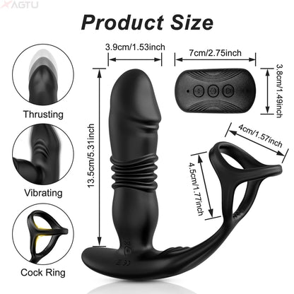 Male Thrusting Prostate Massager Bluetooth APP Anal Plug Telescopic Vibrating