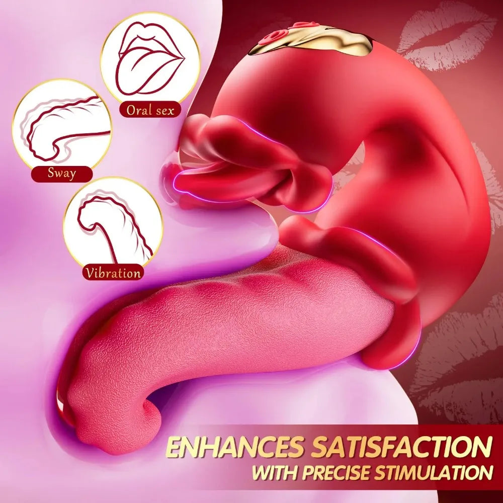 3in1 Big Tongue Vibrator Dildo Clit Stimulator Licking Swing Vibrating Couples Game