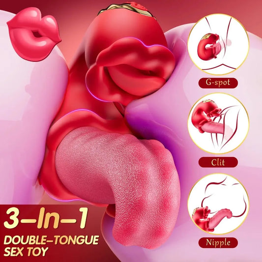 3in1 Big Tongue Vibrator Dildo Clit Stimulator Licking Swing Vibrating Couples Game