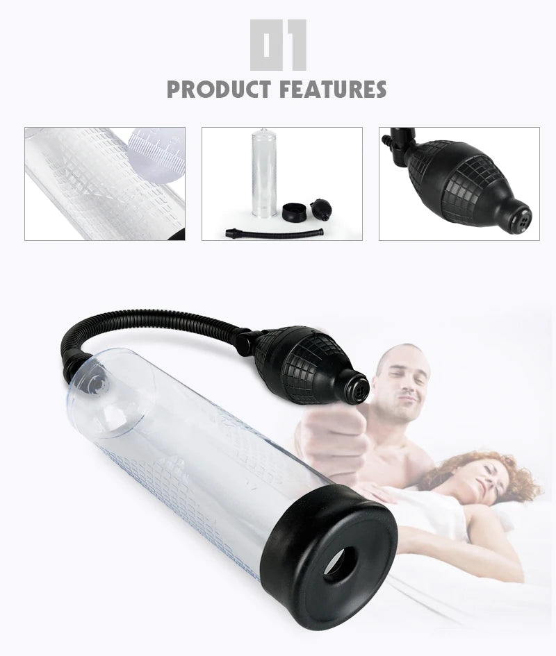 HOT!  Penis Pump Manual Penis Enlarger Sex Toy For Men Vacuum Pump Male Masturbation Penis Extender Trainer Adults Sex Product