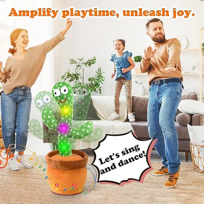 Dancing Cactus Mimicking Toy Talking Repeat Singing Sunny Cactus Dancer Electronic Light Up Plush Toy for Baby Boys and Girls