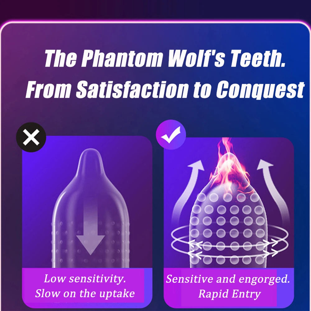 12pcs Large Pellet Condom Wolf's Teeth Barbed  Male Granular Stimulation