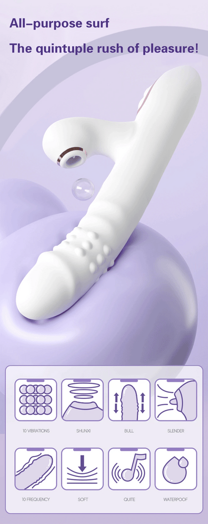 Thrusting Vibrator Dildo Rotating Telescopic Vagina G Spot Massage Sucking
