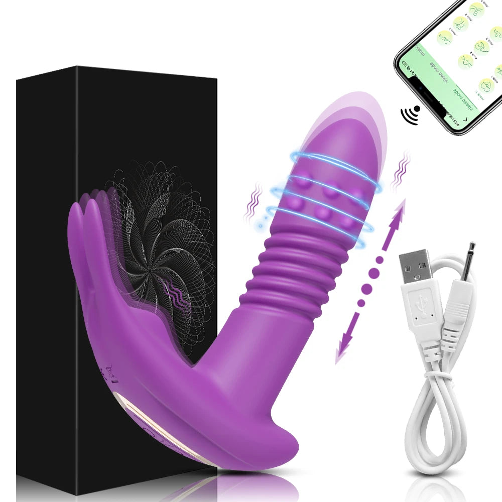 APP-Controlled Thrusting Vibrator for Women – Rotating Telescopic Dildo, G Spot Stimulator