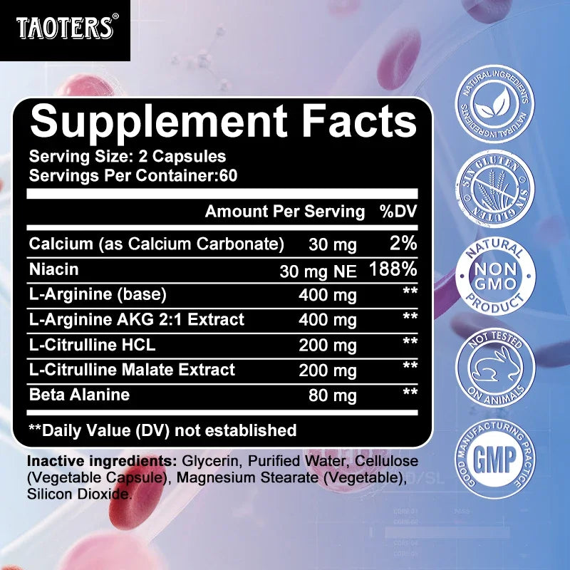 L-Arginine Complex 1200mg｜Supports Blood Flow, Circulation & Muscle Pump Supplement