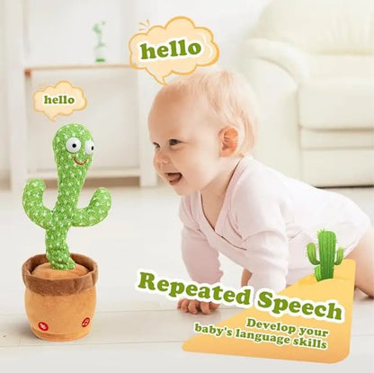 Dancing Cactus Mimicking Toy Talking Repeat Singing Sunny Cactus Dancer Electronic Light Up Plush Toy for Baby Boys and Girls