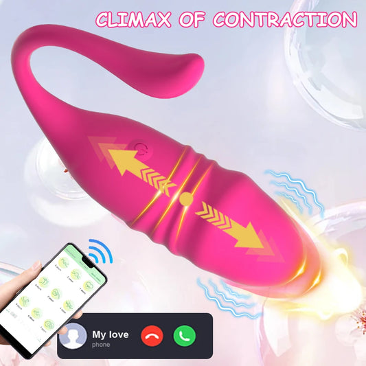 APP Wireless Bluetooth G Spot Vibrator Telescopic Dildo Vagina Love Egg